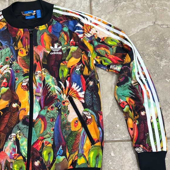 Adidas Originals x Farm Rio Tropical Bird Print Track Jacket Womens sz 12 - Picture 4 of 16
